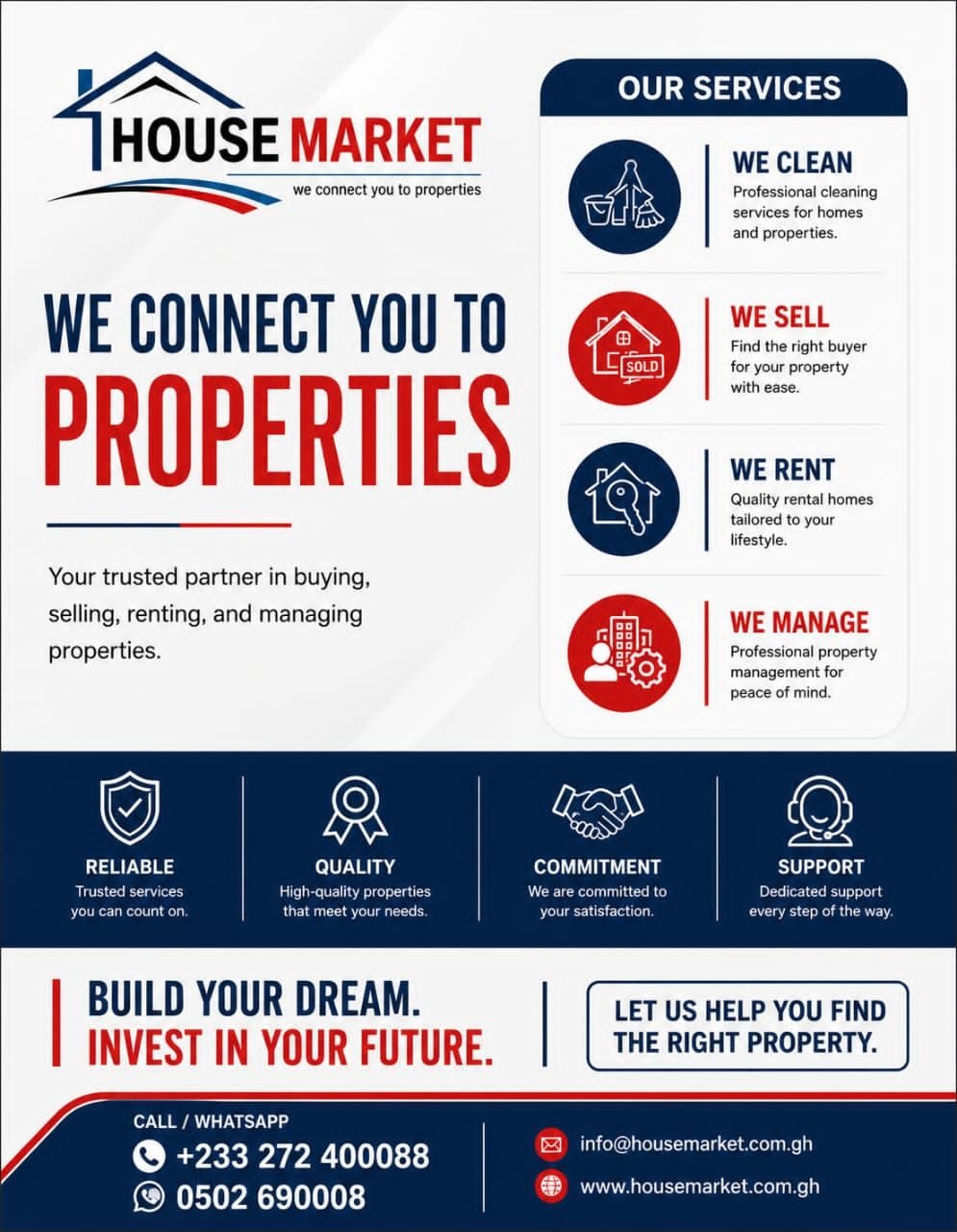 Clean, sell, rent and manage